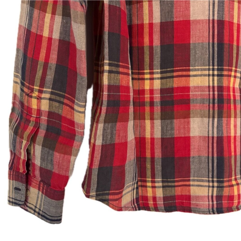 Ralph Lauren Plaid Button Up Shirt Long Tab Sleeve Western Autumn Colors Wm Sz S - Picture 6 of 7